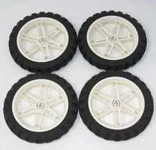Lot of 4 LEGO Mindstorm Technic 81.6 x 15 Wheels Tires Motorcycle (2902 2903)