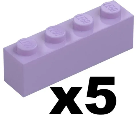 Lego New Part 3010 - Qty 5 - BRICK Lavender Purple 1 x 4 Stud Building Piece LAV