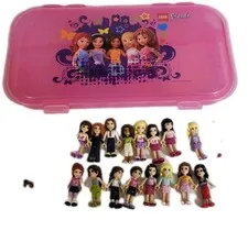 LEGO Friends Pink Storage Case w/  Mini Figures (15) & (10) Hair Pieces