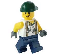 LEGO® CITY Mechanic Minifigure™ Greasy Shirt Green Cap Suspenders twn334