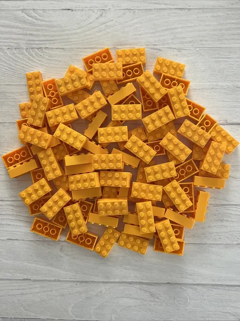 LEGO BRIGHT LIGHT ORANGE LOT 94 PCS 2X4 BRICK BLOCK BUILDING PIECES