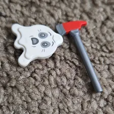 LEGO Ghost Minifigure Handheld Accessories 2pc Lot Tile & Axe White Gray Red