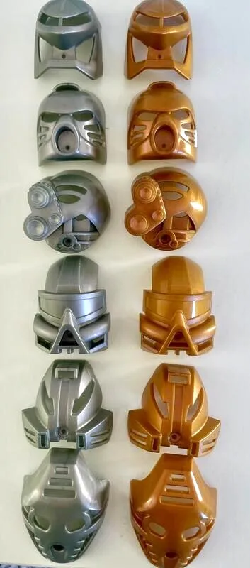 Bionicle Set of 6 Gold & Silver Kanohi Toa Mata Masks