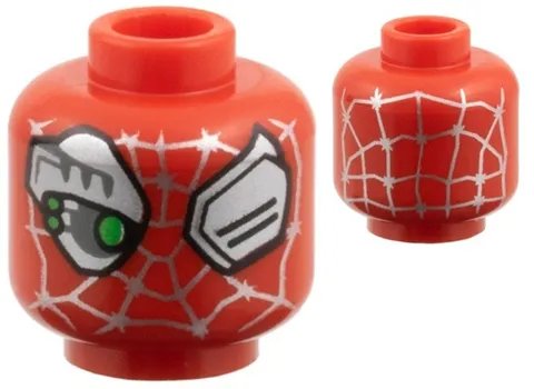 Lego New Head Minifigure Red Silver Webbing Cyborg Spider-Man Part sp7