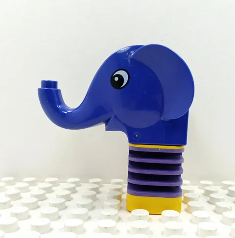 Lego Duplo Primo Elephant Head w/ ribbed flexible connector purple/yellow