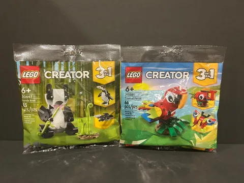 NEW Lot of 2 LEGO polybag Sets 30641 PANDA BEAR and 30581 TROPICAL PARROT!