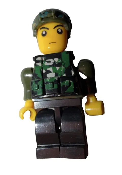 LEGO Minifigure Military Soldier Camouflage Helmet Green Black Yellow Dark Grey
