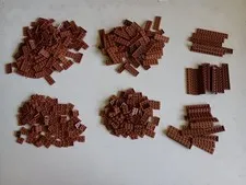 LEGO BULK LOT 380 REDDISH BROWN FLAT PLATES 2X2 2X3 2X4 2X6 2X8 2X10