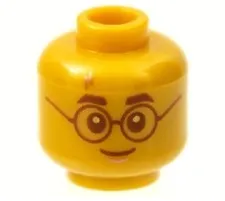 Lego 76388 Harry Minifig HEAD Pearl Gold Brown Eyebrows Glasses Anniversary D192