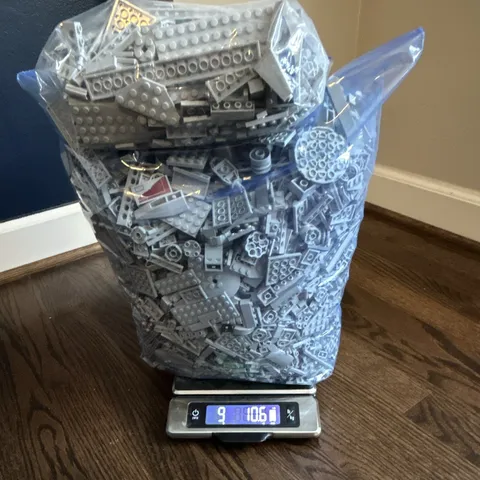9 Pounds of Assorted Light Gray LEGO Bricks Parts and Pieces Lot