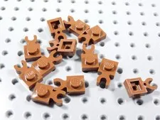 LEGO Lot of 12 Reddish Brown 1x1 Modified Plates w/ Vertical Clip on End BA