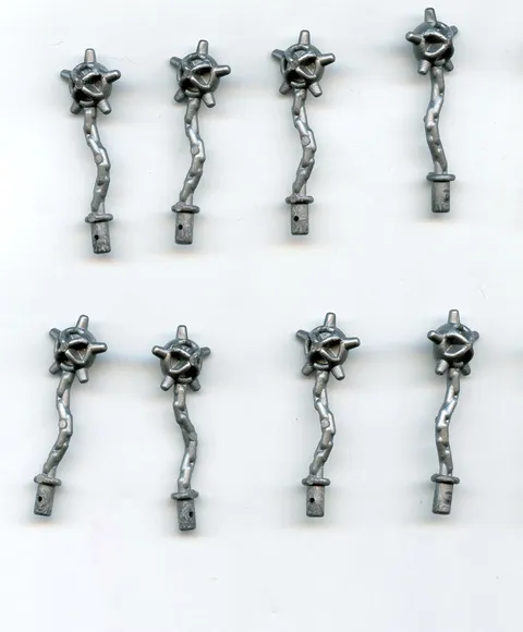 LEGO x 9 Flat Silver Minifigure, Weapon Spiked Flail / Mace Flexible Rubber