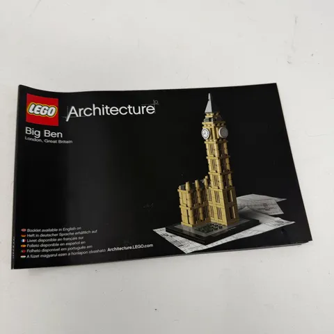 Lego Architecture Big Ben 21013 Instruction Manual London Great Britain Booklet