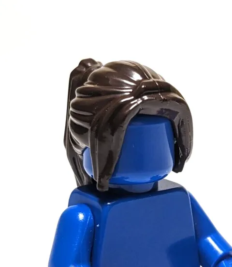 Lego - Minifigure Hair - Dark Brown, Long Hair Ponytail, Bangs