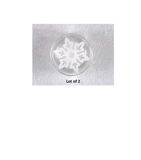 NEW Lego Round 1 x 1 Tile with White Snowflake with 6 Points Pattern Lot of 2