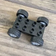 LEGO Black Plastic Vehicle Chassis Base w/ 4 Wheels 1pc Vehicles (2012)