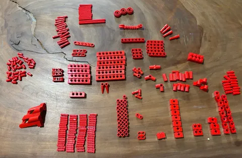 LEGO Technic Red Parts Lot 230 Pieces Beams Pins Axles Gears Liftarms Mixed