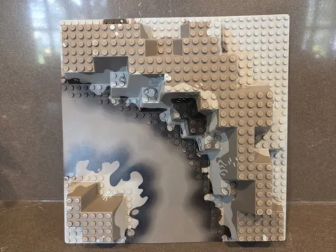 Vintage LEGO Part - 6024px3 raised canyon Baseplate with gray underwater