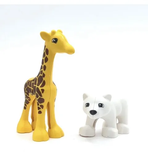 ZOO 3 3/4" Baby Giraffe + 1 5/8" Baby Polar Bear Lego Duplo Vintage