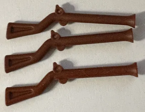 (3)LEGO 2561 Reddish Brown Minifigure Weapon Gun Flintlock Musket Pirates Vtg