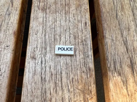 LEGO Tile Ref 3069 White with Sticker "Police"