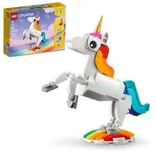LEGO Creator 3 in 1 Magical Unicorn Toy, Transforms from Unicorn