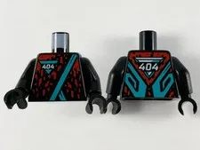 LEGO® Part 973pb3770c01 - Torso Robe, Dark Turquoise Hem White '404'