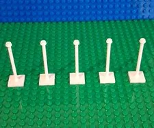 LEGO White Flagpole Signpost Pieces Square Base Plastic Bulk Lot 5 pcs