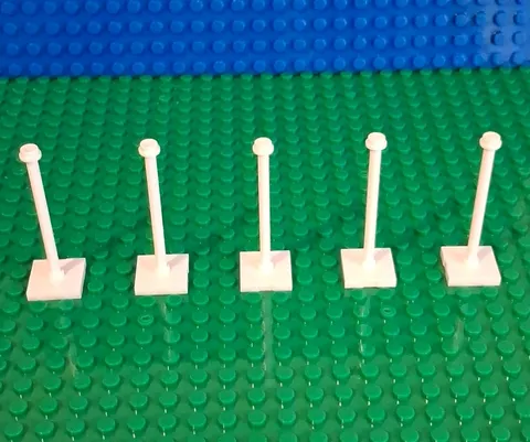 LEGO White Flagpole Signpost Pieces Square Base Plastic Bulk Lot 5 pcs