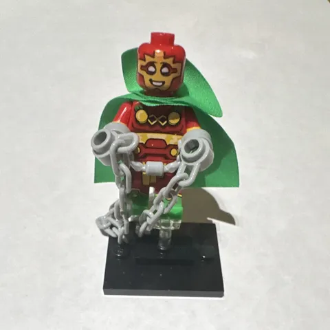 LEGO Minifigures Superhero mister miracle Outfit w/ Cape, Chain, Stand