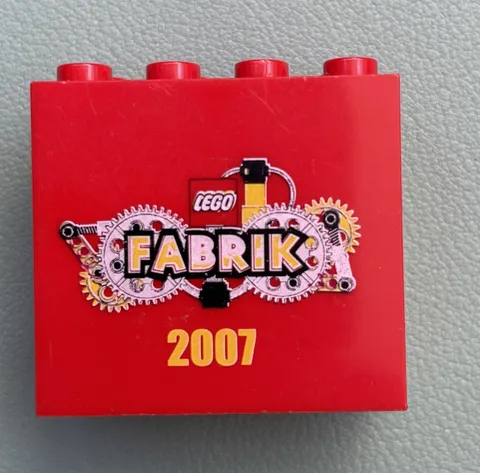 1x Lego building brick 2x4x3 red collectible bricks motif brick factory 2007 