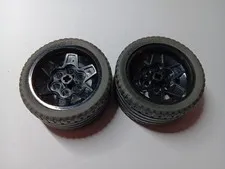 LEGO LOT 2 TIRES STREET WHEELS 56X28ZR BLACK RIMS 43.2X26 41897/56908
