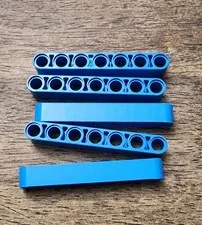 Lego Dark Azure Technic, Liftarm, Thick 1 X 7 QTY 5. Part No. 32524