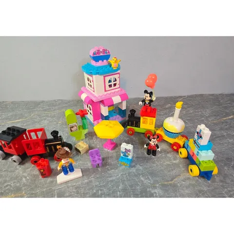 LEGO Duplo Disney Mickey Minnie Mouse Birthday Train & Toy Story Woody Cafe Lot