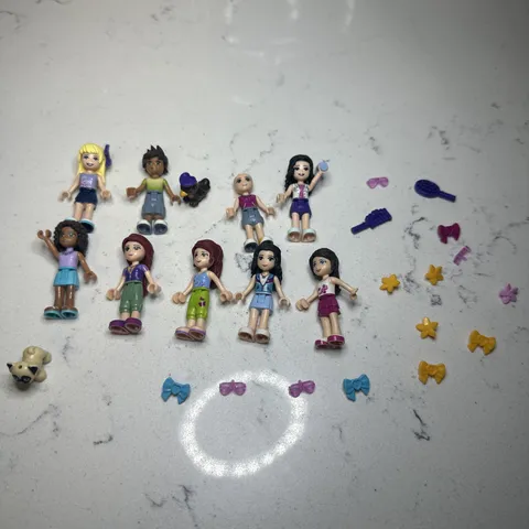 LEGO Friends Mini Dolls Lot of 9 Minifigures/2 pets Assorted with accessories 