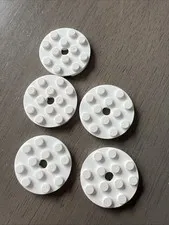 LEGO 60474 White Plate, Round 4x4 with Hole 5 Pieces