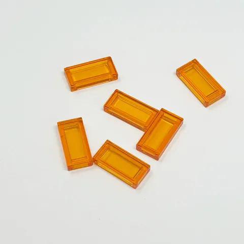 3069b LEGO Parts Tile 1x2 w/ Groove TRANSPARENT ORANGE (6)