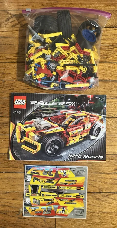Lego Racers Nitro Muscle INCOMPLETE Parts & Pieces Stickers Manual 8146 READ
