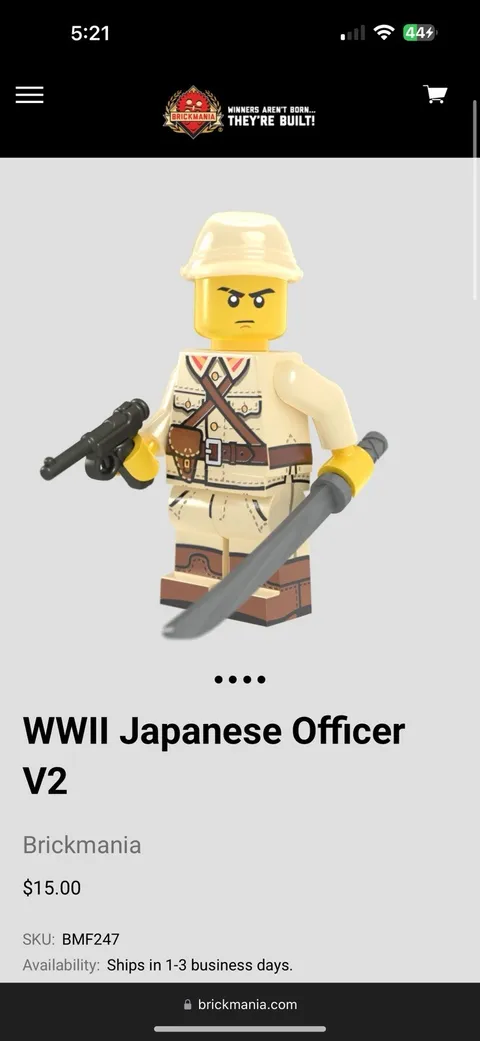 Brickmania WWII Japanese Officer V2 w/ Sword & Gun NEW + FAST SHIP