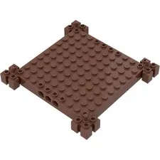 Lego Reddish Brown Brick, Modified 12 x 12 Base with Peg at Each Corner inv.569