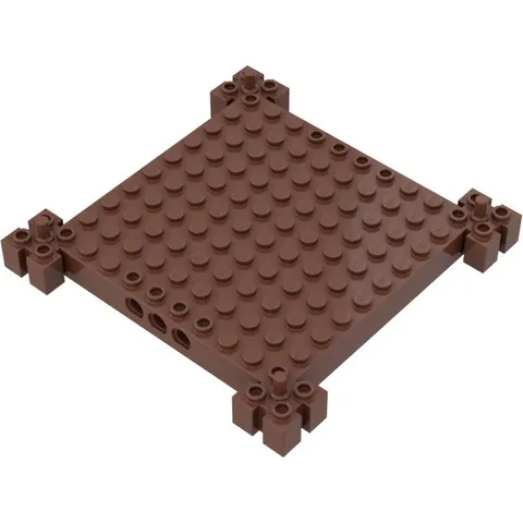 Lego Reddish Brown Brick, Modified 12 x 12 Base with Peg at Each Corner inv.569