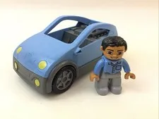 Lego Duplo Blue Car From 5696 Car Wash With Figure Replacement 2 Pc
