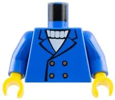 Lego Blue Minifigure TORSO Jacket Gold Button White Sweater Pilot Piece D417