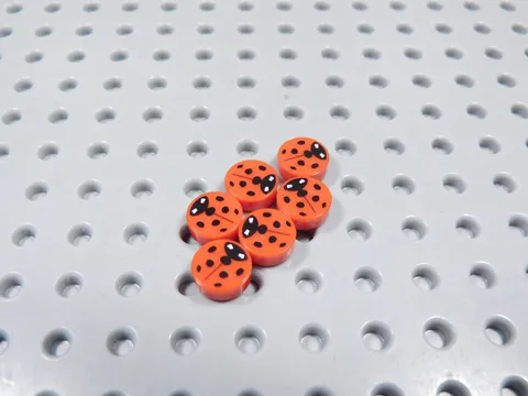 LEGO Lot of 6 Red 1x1 Round Printed Ladybug Tile Plate Animal Minifig BS
