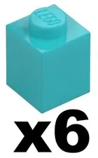 Lego New Mosaic Part 3005 - Qty 6 - BRICK Medium Azure Blue 1 x 1 Stud Piece TQ
