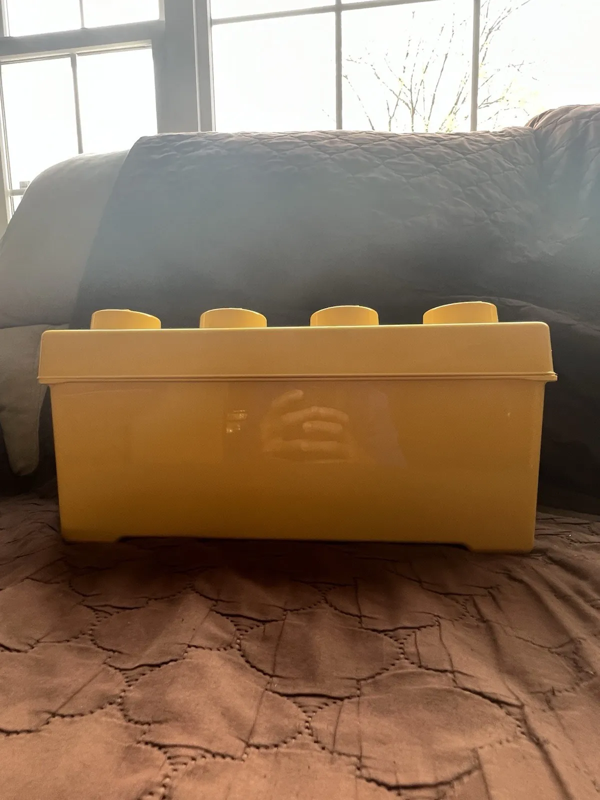 LEGO Yellow Stackable Storage Brick Plastic Box with Assorted Pieces