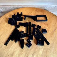 Lot of 25 Black Lego Pieces Assorted