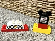 LEGO Duplo Mickey Racer Set 10843 Spare Parts Partial 5 pc Checkered 28 gas pump