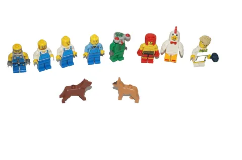 Lot 10 Lego Mini figs Figurines Chicken Boxer Tennis Squidman Dogs