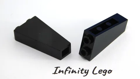 8 LEGO Black Slope 75 Degree 1x2x3 Inverted with Hollow Stud (2449) - 8 Pieces